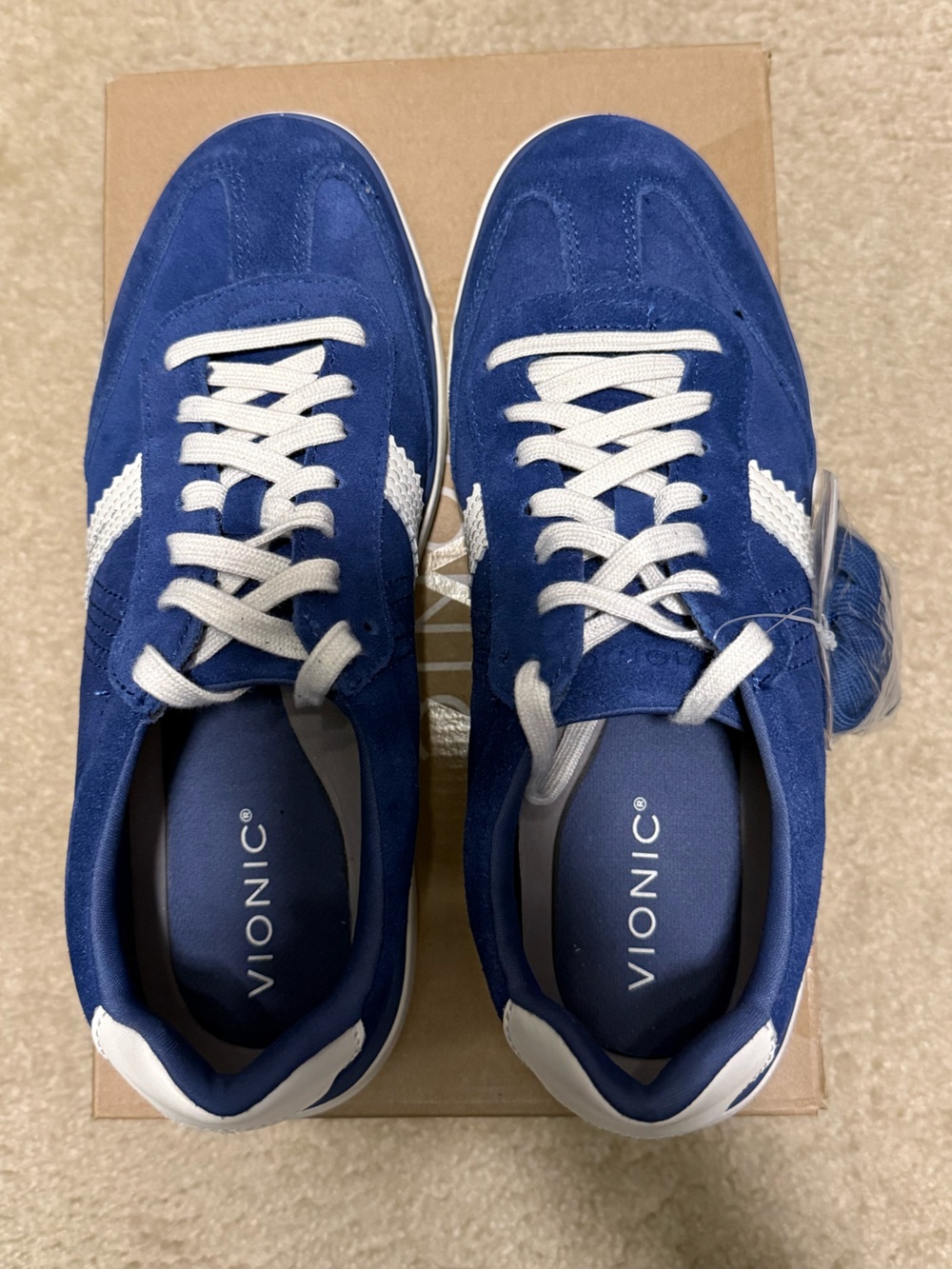 Vionic Women's City Walk Royal Blue Suede Sneakers Cushion Casual NWT